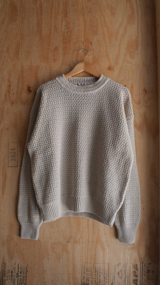 1980s Cream Knit Sweater | L