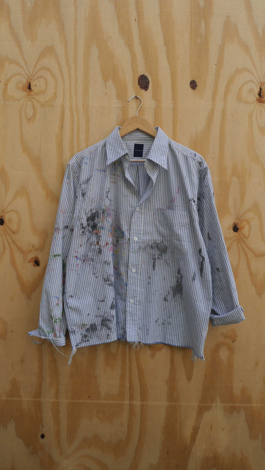 2000s Painted Striped Shirt | L