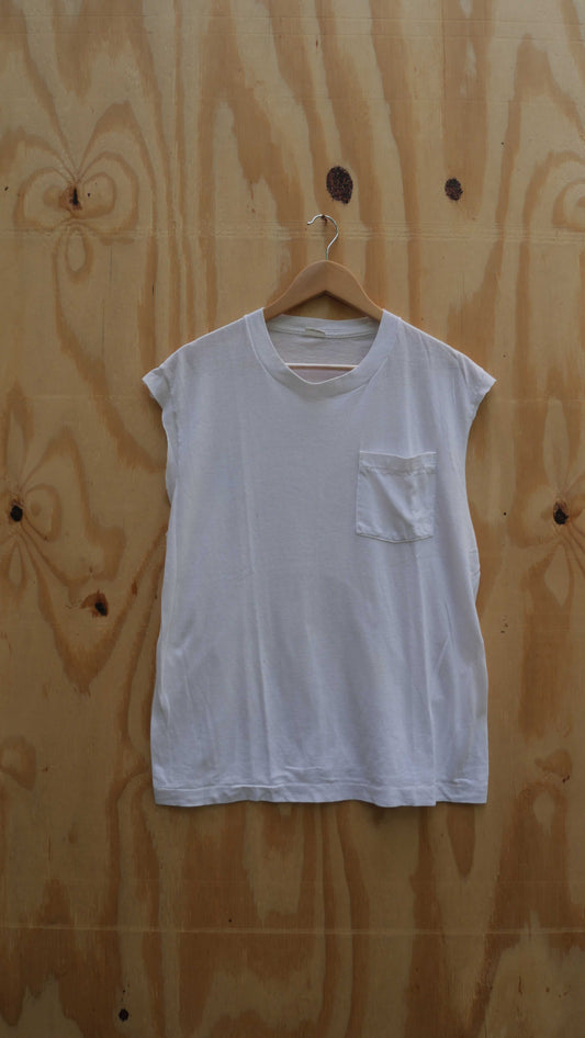 1990s White Chopped Tee | L