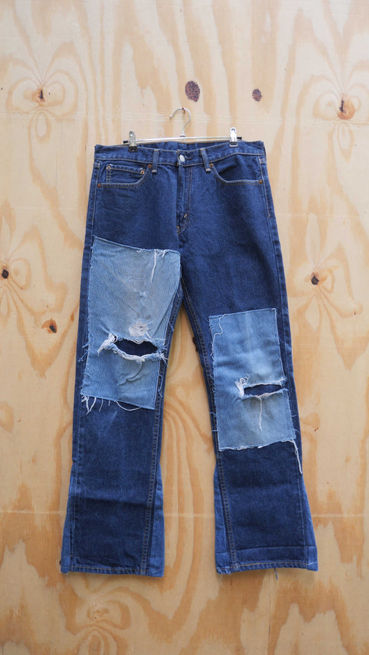 Flared Denim Patchwork Mock Up | 33
