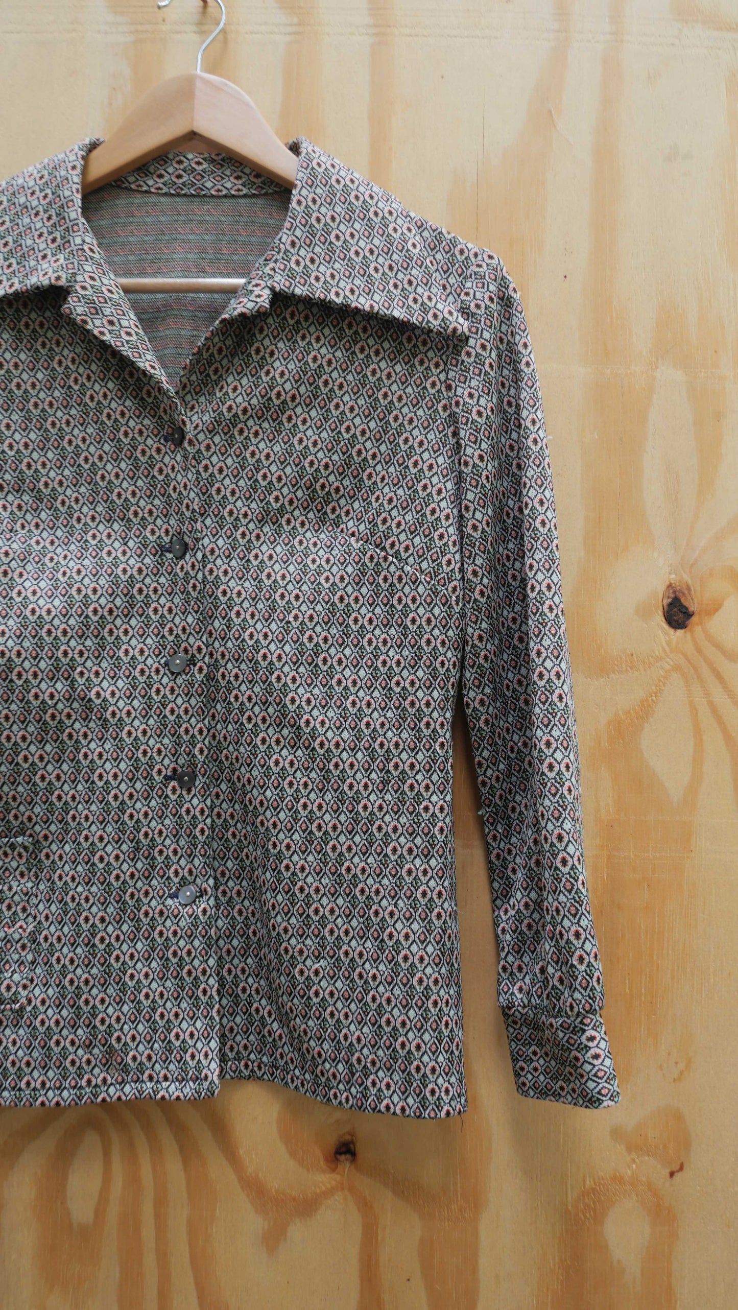 1970s Knit Womens Top | S