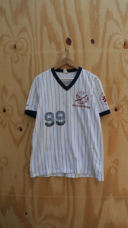1990s Pin Striped Baseball Tee | L
