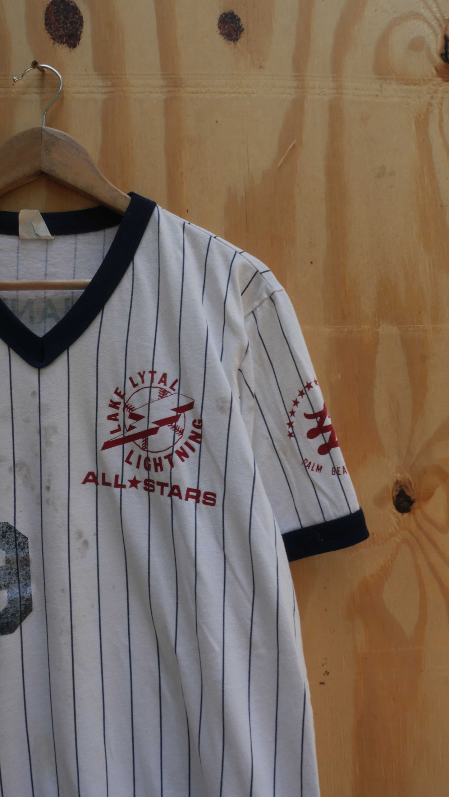 1990s Pin Striped Baseball Tee | L