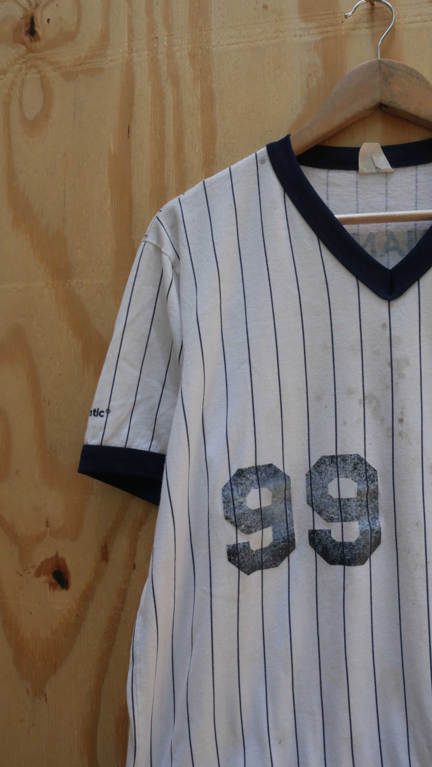 1990s Pin Striped Baseball Tee | L