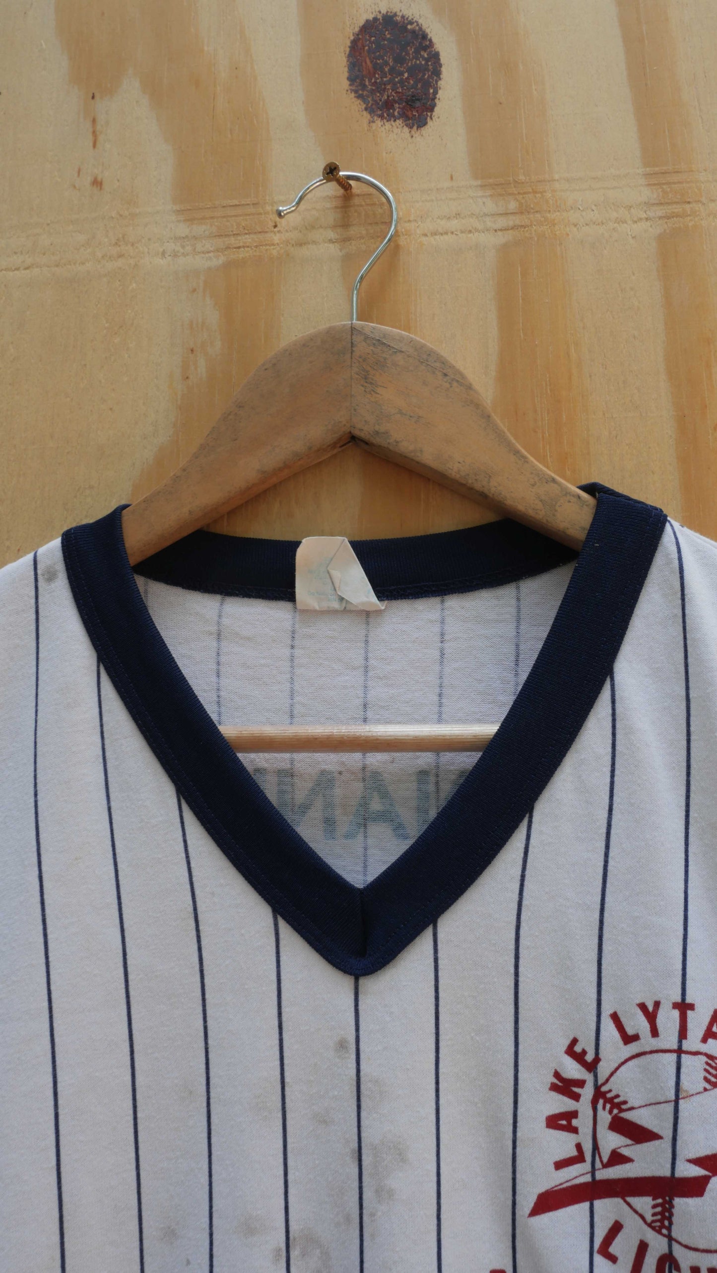 1990s Pin Striped Baseball Tee | L