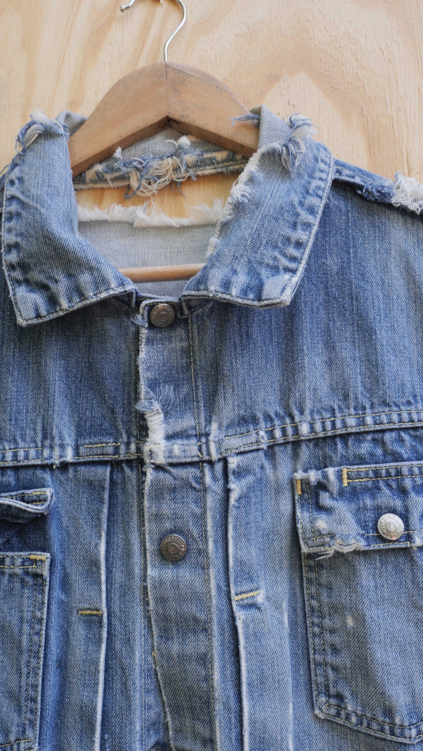 1970s Pleated Denim Cut Off | M