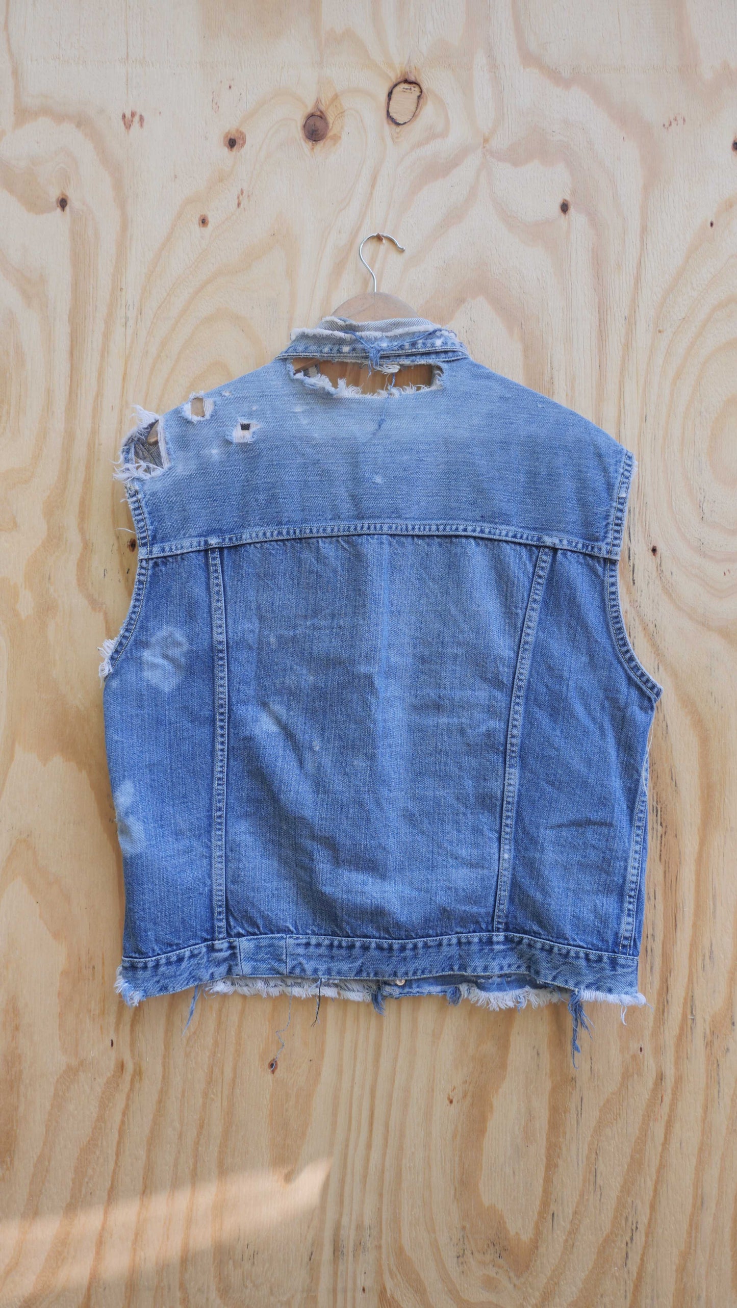 1970s Pleated Denim Cut Off | M