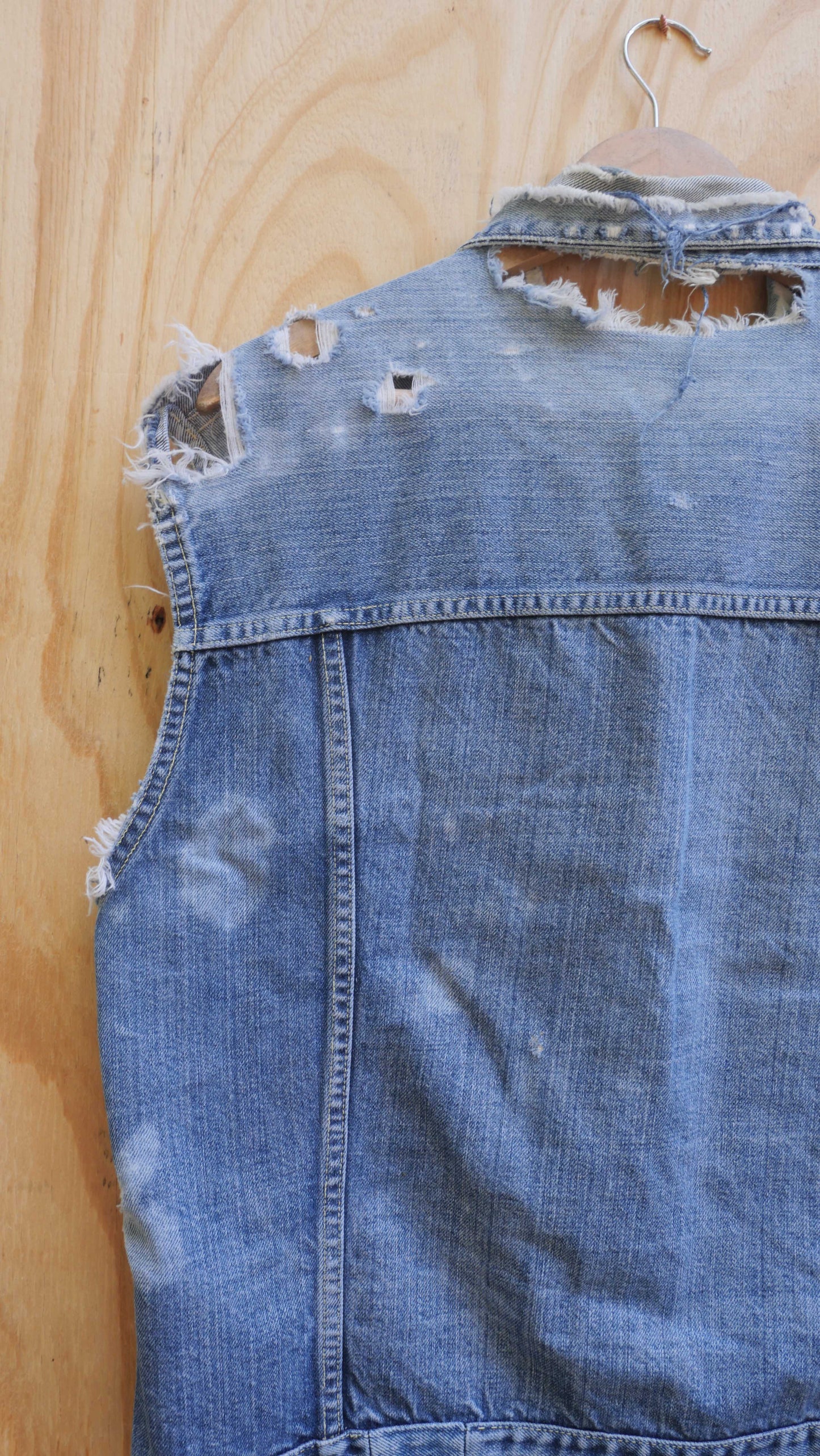 1970s Pleated Denim Cut Off | M