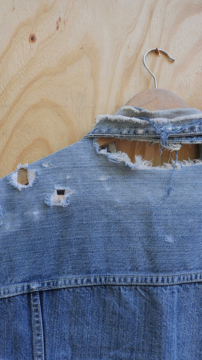 1970s Pleated Denim Cut Off | M