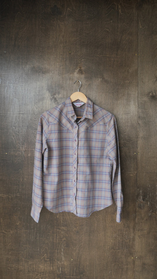1970s Plaid Pearl Snap | S