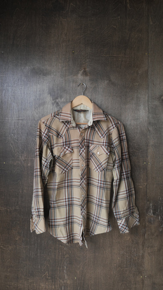 1980s Plaid Pearl Snap | M