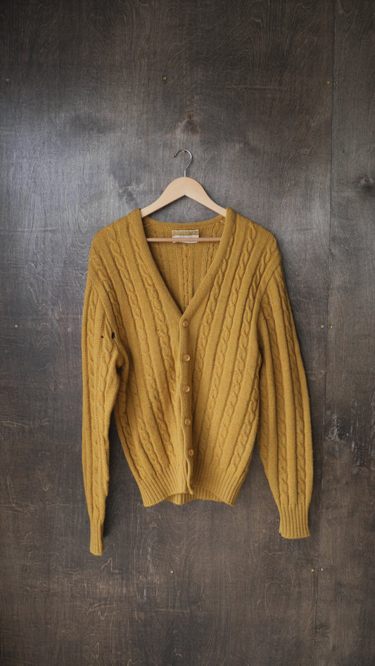 1970s Wool Cable Knit Cardigan | L