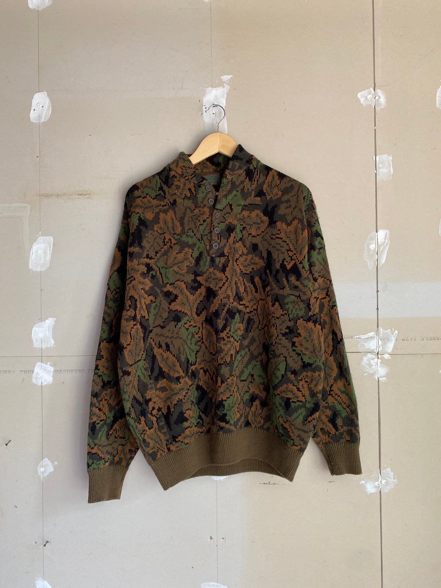 1980s Leaf Camo Sweater | L