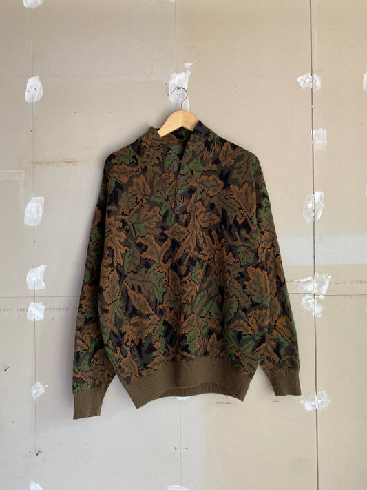 1980s Leaf Camo Sweater | L