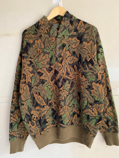 1980s Leaf Camo Sweater | L