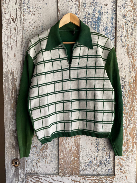 1970s Quarter Zip Knit Shirt | M