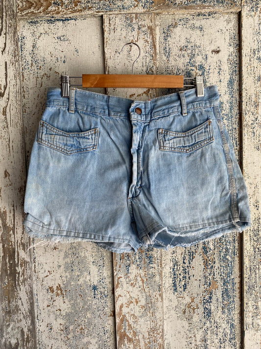 1970s Patched Denim Shorts | 32
