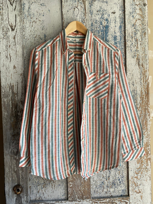 1970s Striped Linen Shirt | L