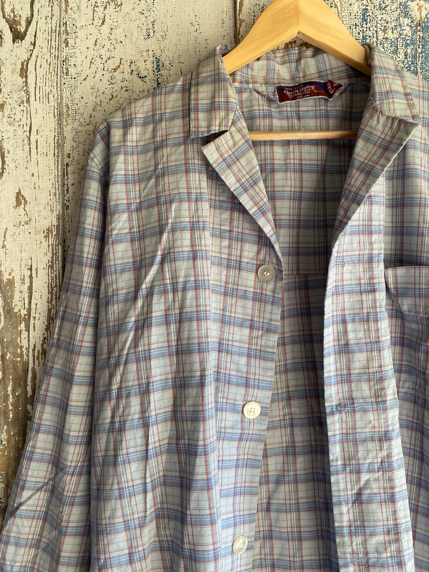 1980s Plaid Sleep Shirt | L