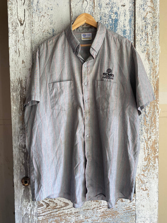 1990s Pin Striped Work Button Up | XXL