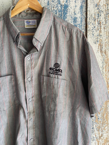 1990s Pin Striped Work Button Up | XXL