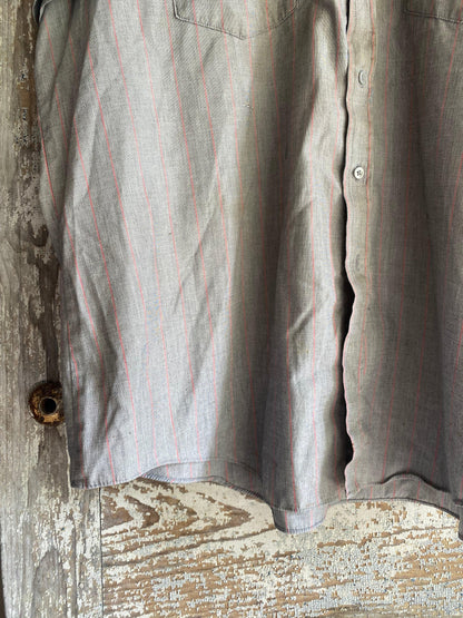1990s Pin Striped Work Button Up | XXL
