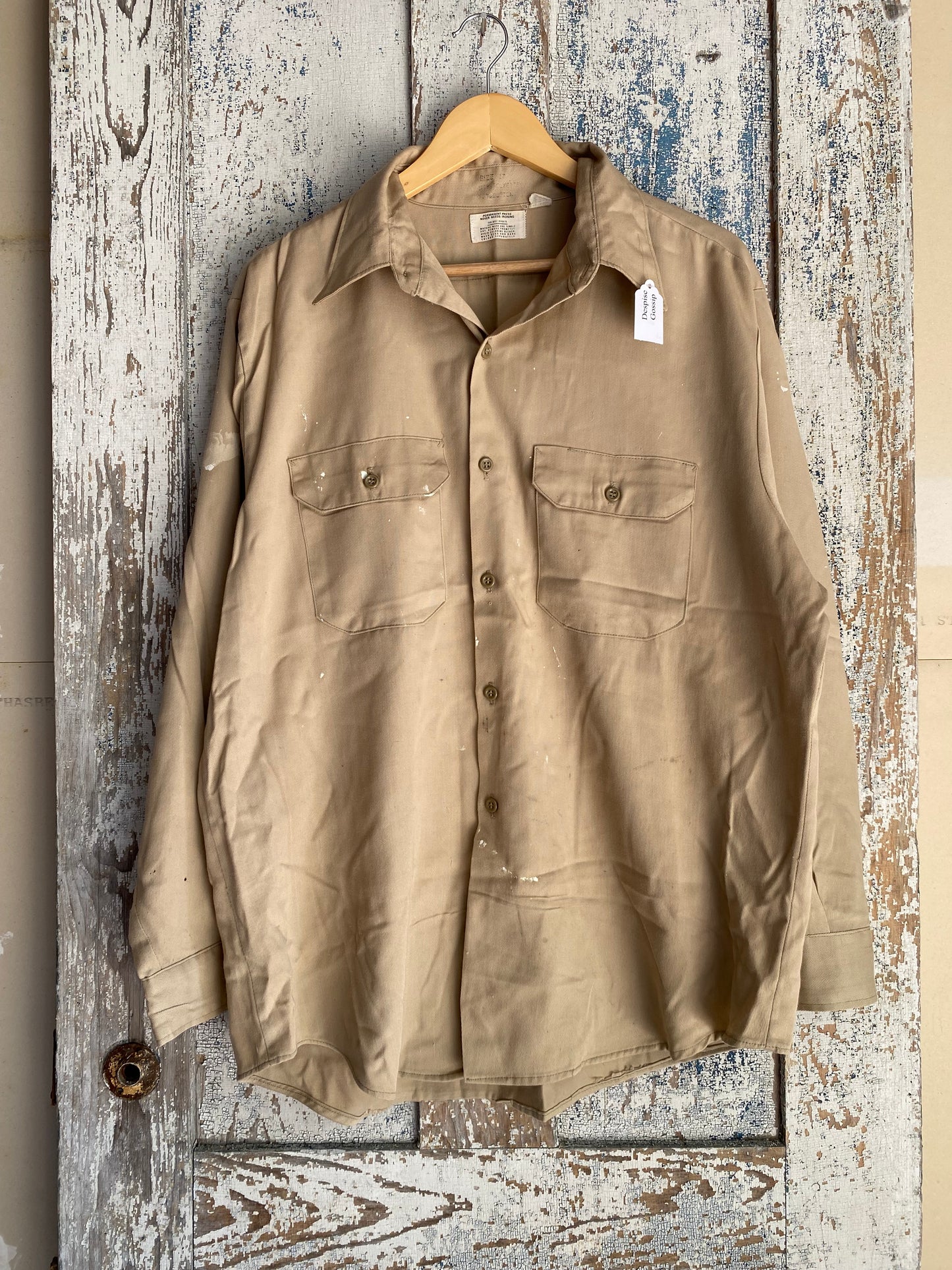 1970s Tan Work Shirt | L