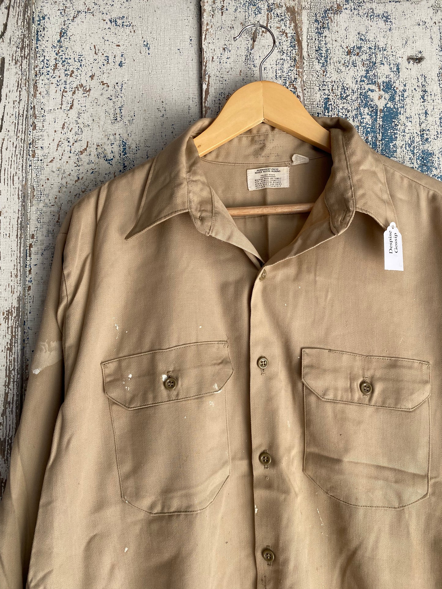 1970s Tan Work Shirt | L