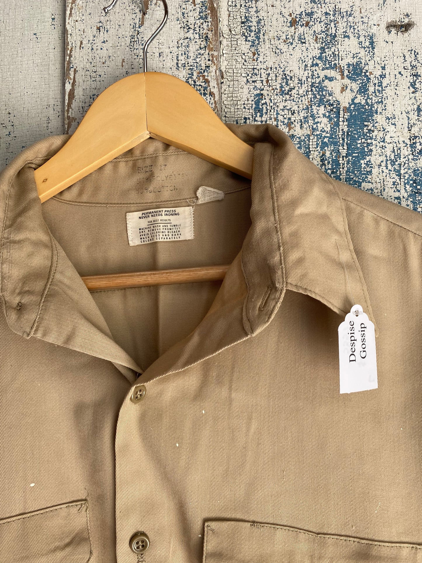 1970s Tan Work Shirt | L