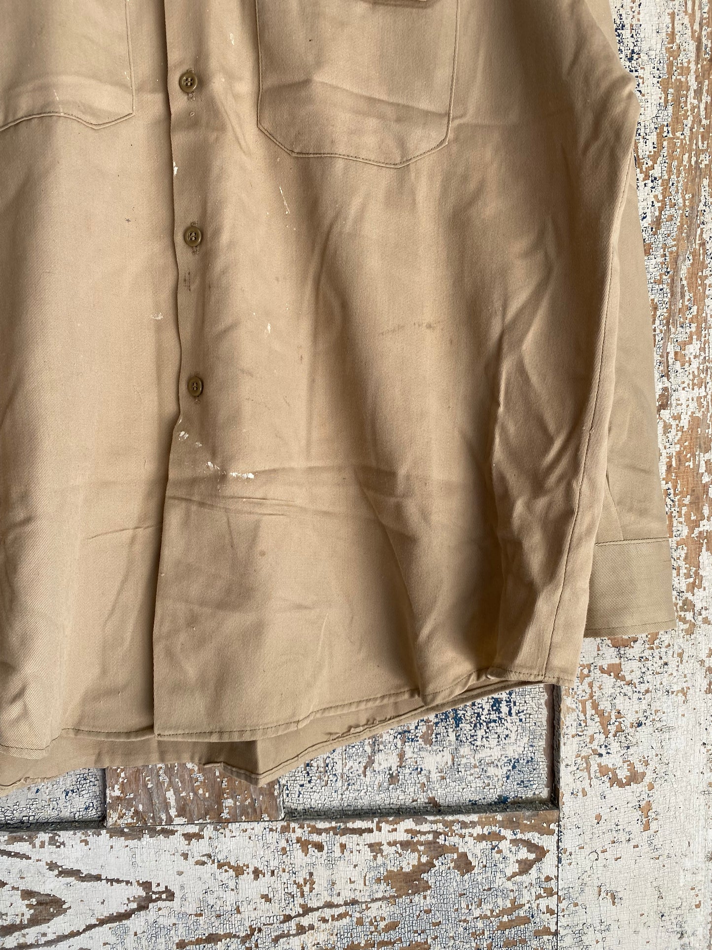 1970s Tan Work Shirt | L