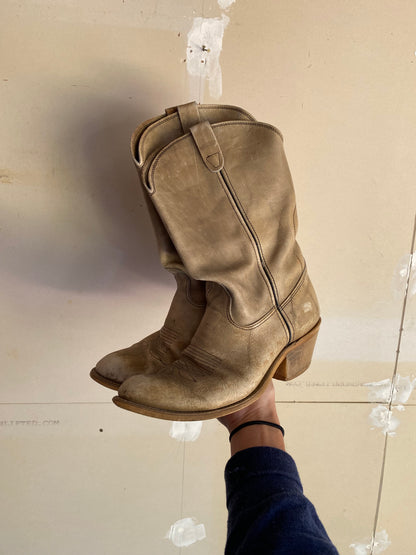 1970s Tan Leather Cowboy Boots | 9.5