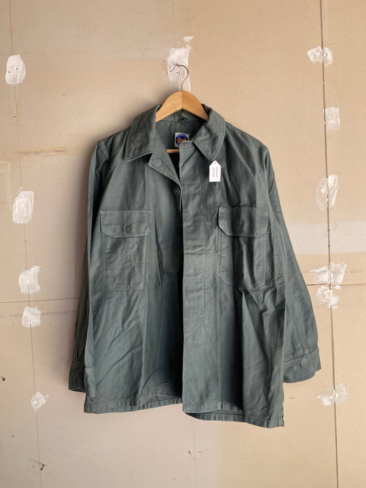 1980s Sage Green Fatigue Shirt | L