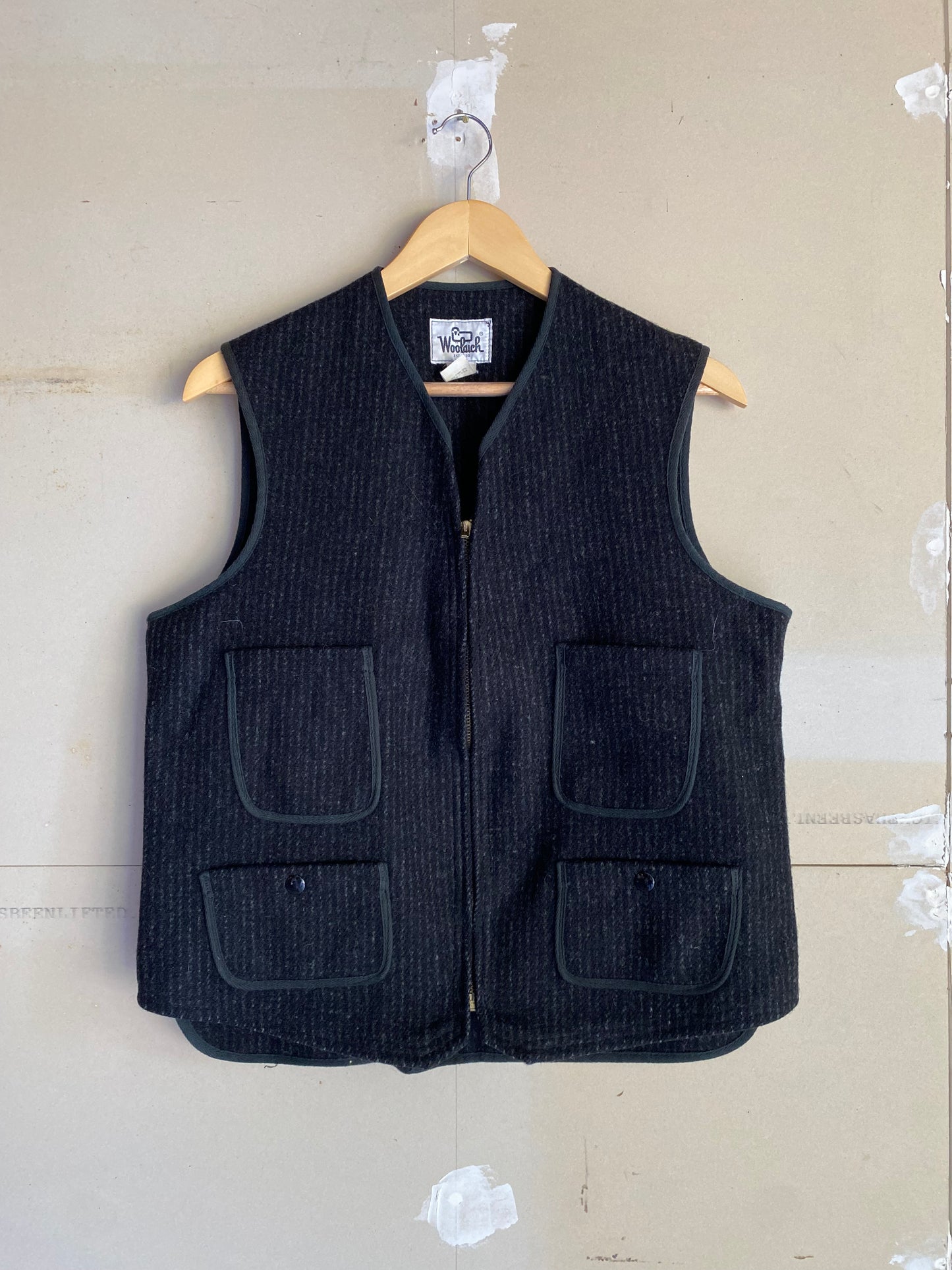 1980s Salt N Pepper Wool Vest | M