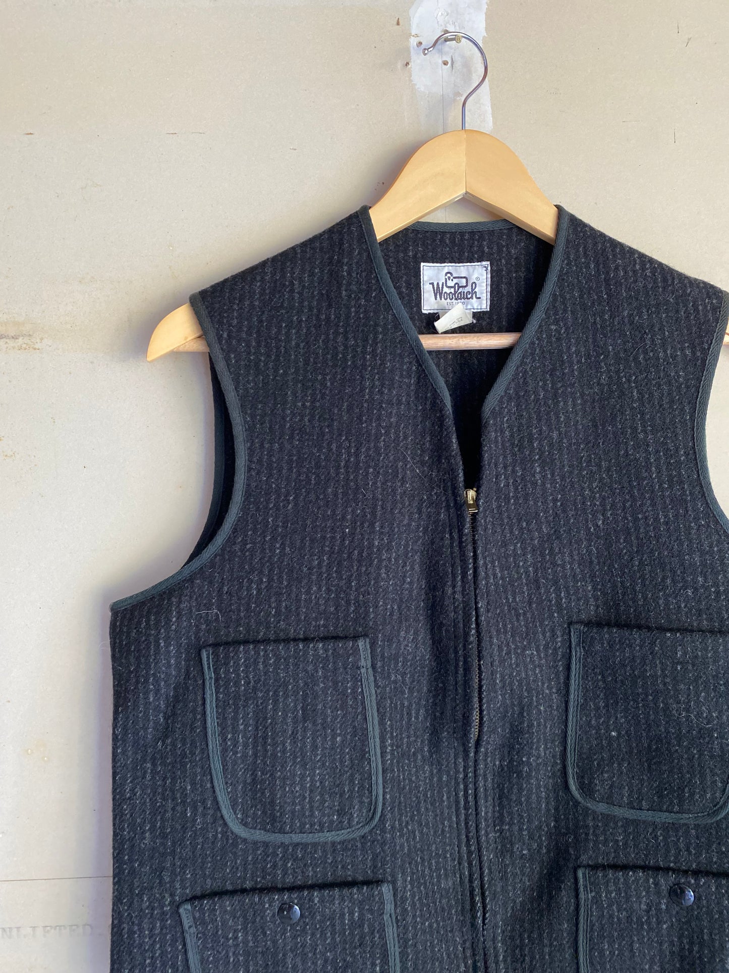 1980s Salt N Pepper Wool Vest | M