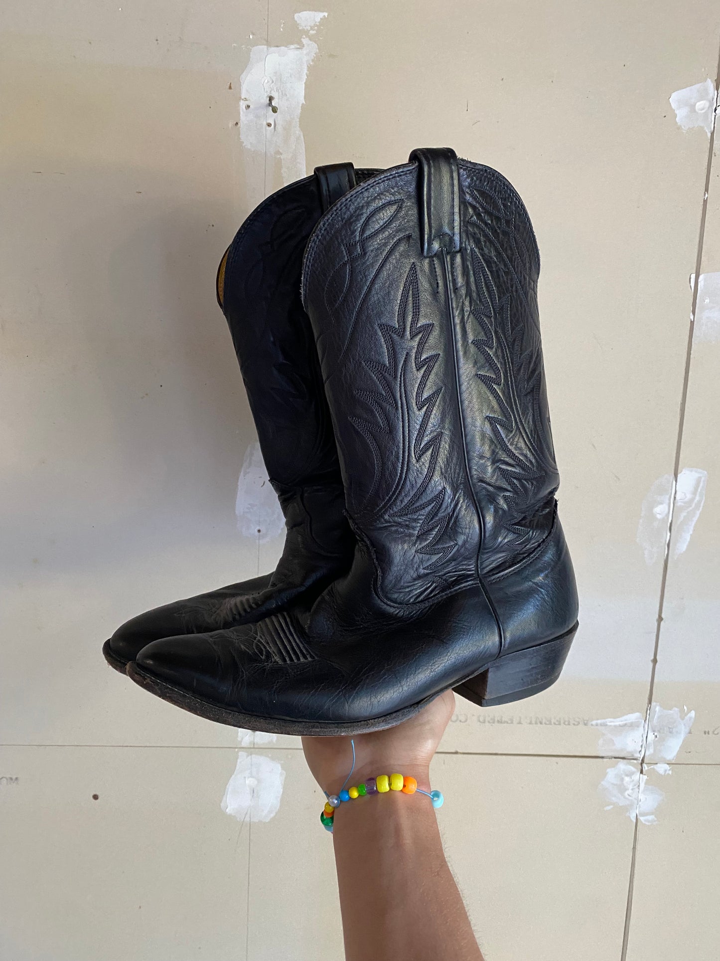 1990s Black Cowboy Boots | 9.5