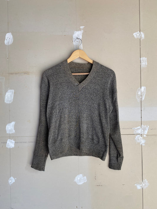 1950s V Neck Knit Sweater | M