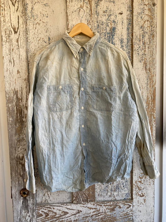 1950s Faded Chambray Shirt | L