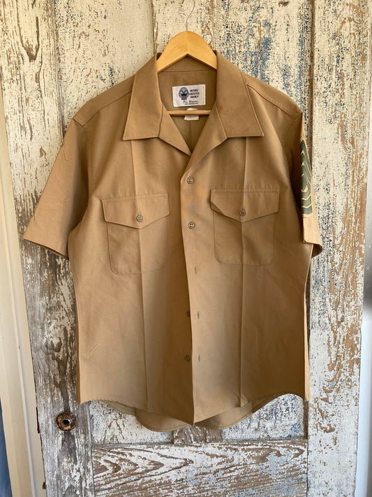 1970s Camp Collar Military Shirt | L