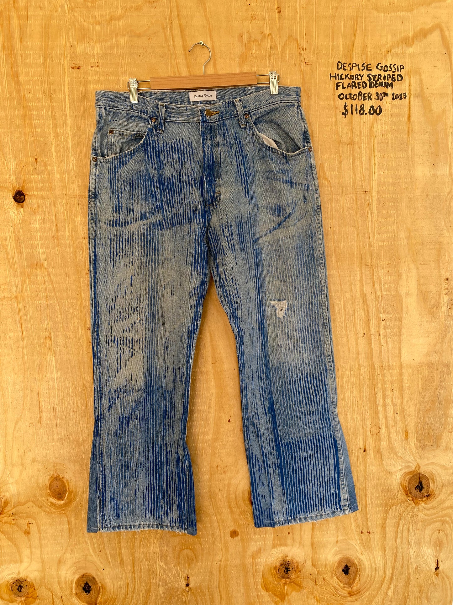 Hickory Striped Flared Denim | 34