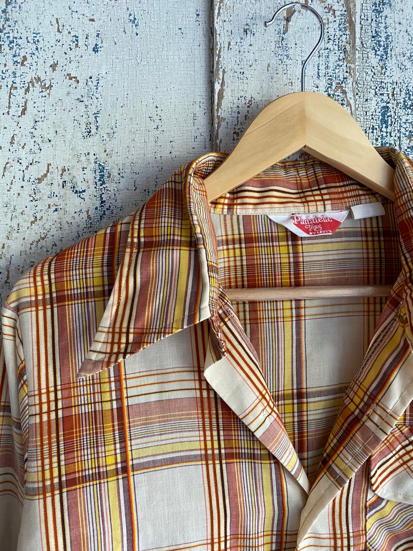 1970s Plaid Button Up Shirt | L