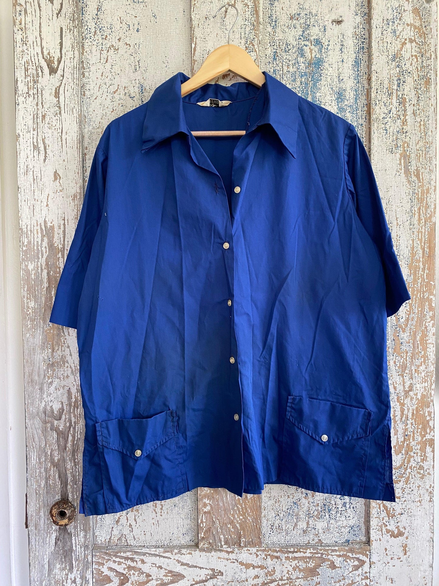 1960s Blue Button Up | L