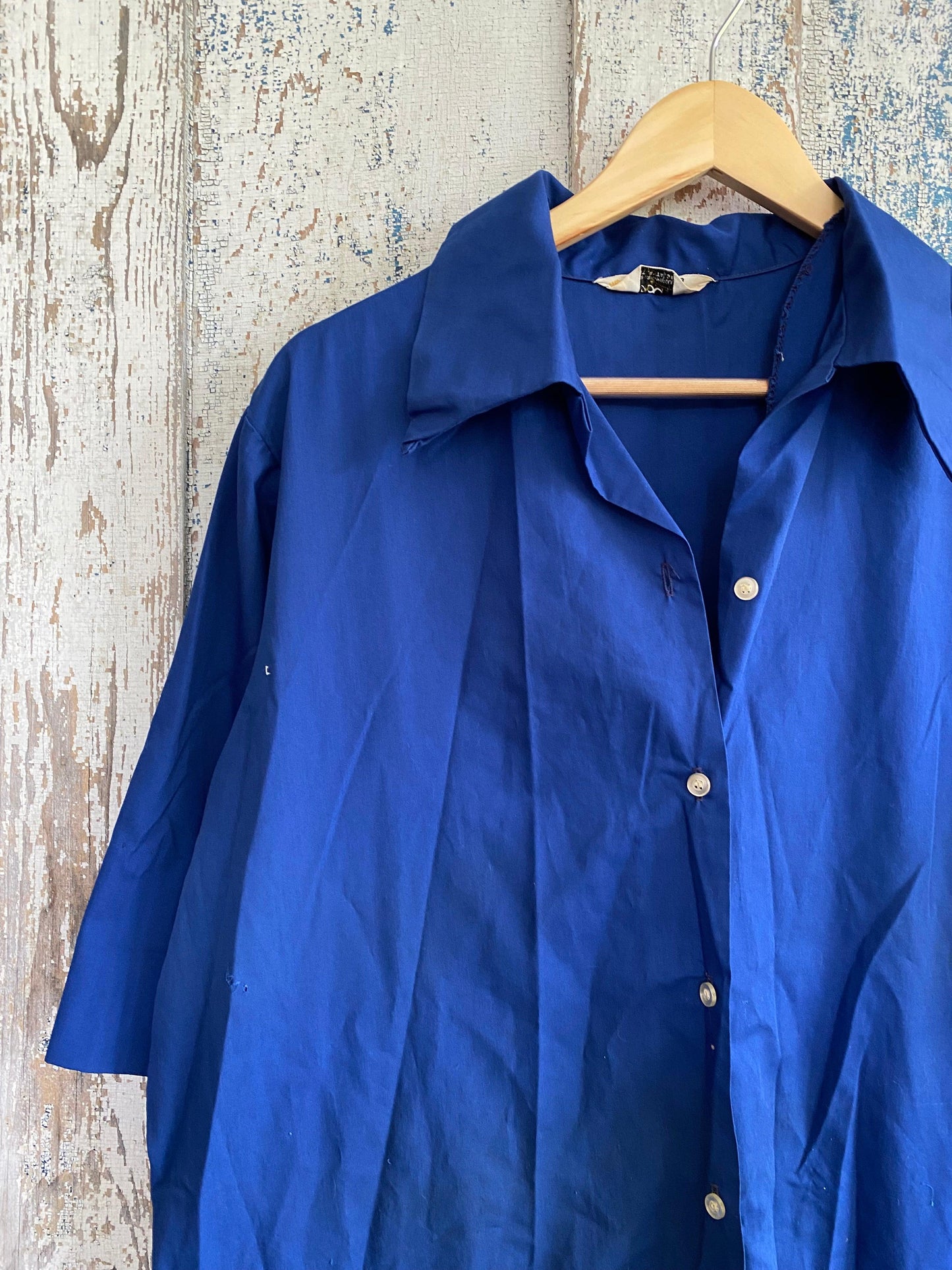 1960s Blue Button Up | L