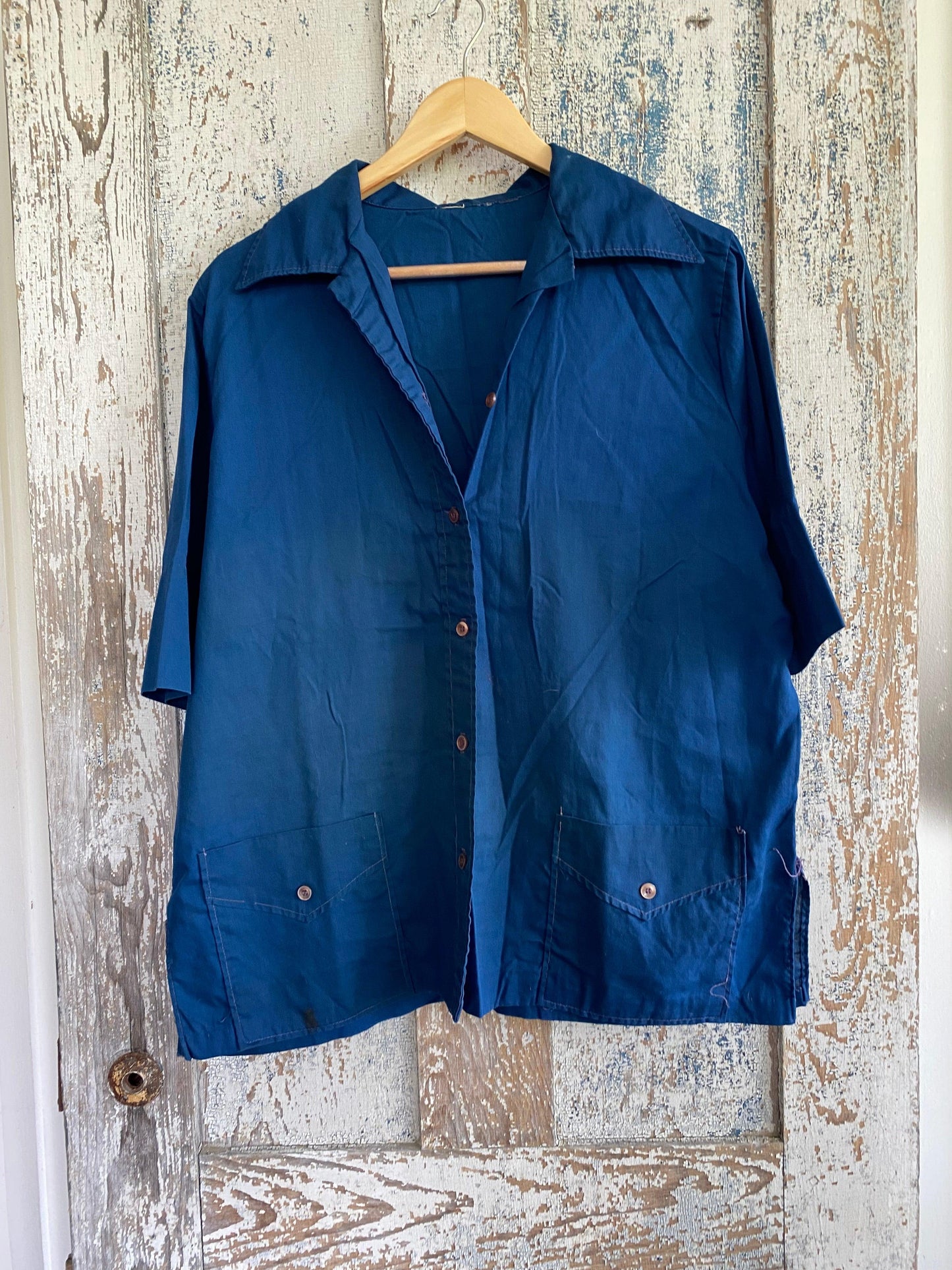 1960s Blue Button Up | L