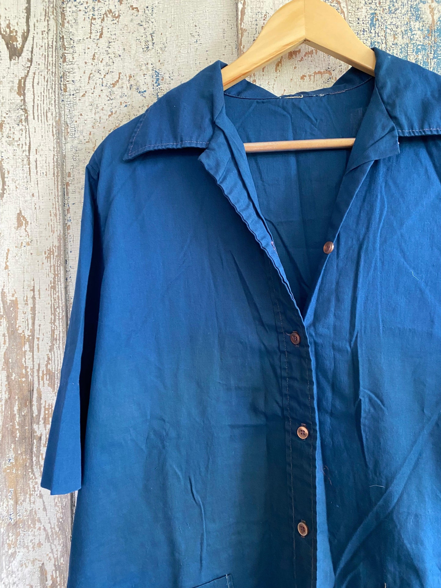 1960s Blue Button Up | L