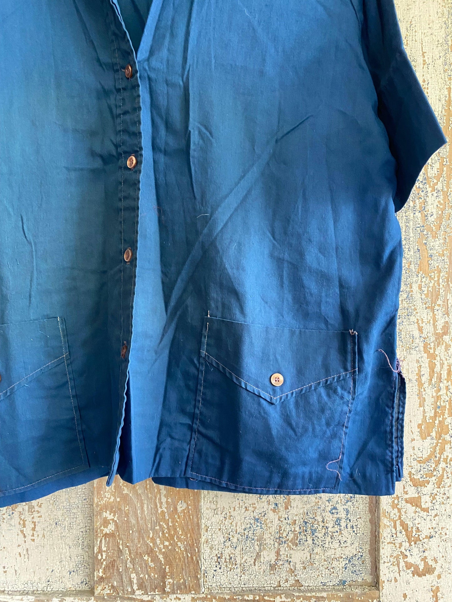 1960s Blue Button Up | L