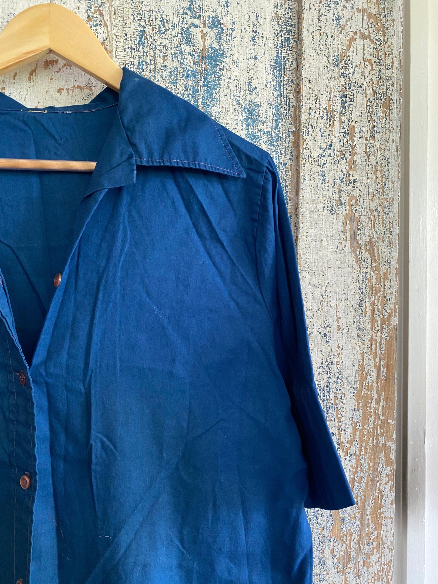 1960s Blue Button Up | L