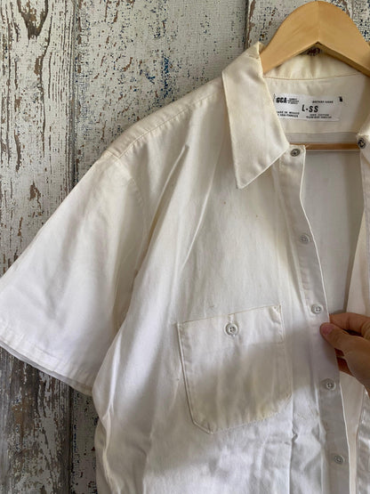 1980s White Work Shirt | XL