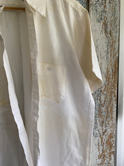 1980s White Work Shirt | XL