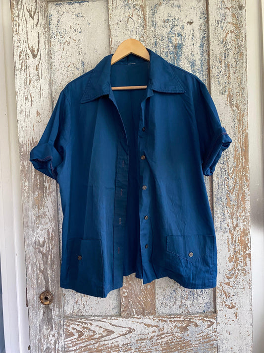 1960s Blue Button Up | L
