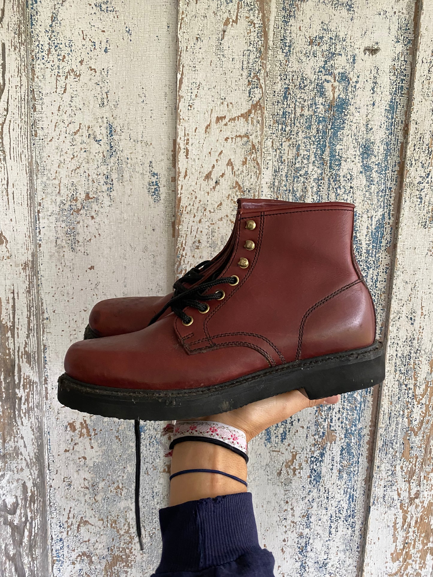 1980s Cherry Red Work Boots | 8.5